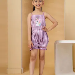 Budding Bees Girls Checked Jumpsuit-23