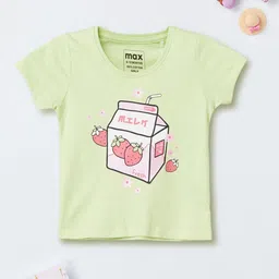max Girls Typography Printed V-Neck Applique T-shirt-7