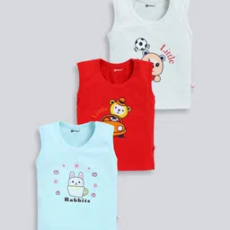 MoonKids Kids Pack Of 3 Printed Cotton Basic Vests-46