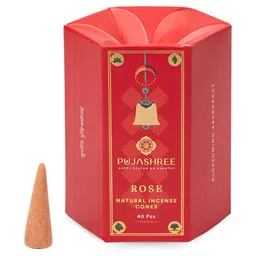 Pujashree Products Global Pvt Ltd. 40Pcs Red Wooden Rose Natural Incense Dhoop Cones-image-17