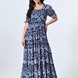 BAESD Women Puff Sleeve Fit & Flare Maxi Dress-image-28