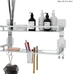 4 in 1 Multipurpose Bathroom Shelf Racks with Soap Dish with Toothbrush Holder Stainless Steel Wall Shelf-10
