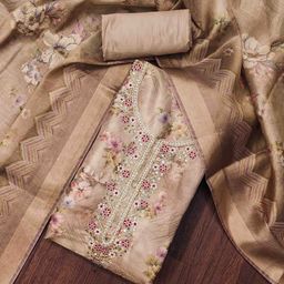 Blissta Floral Printed Beads And Stones Unstitched Dress Material-image-35