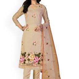 HERE&NOW Floral Embroidered Unstitched Dress Material-image-98
