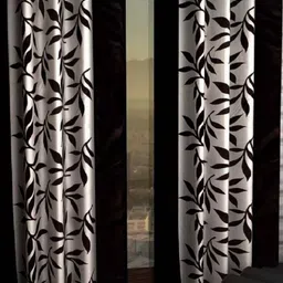 BELLA TRUE Black & White 2 Piece Floral Printed Door Curtains-image-61