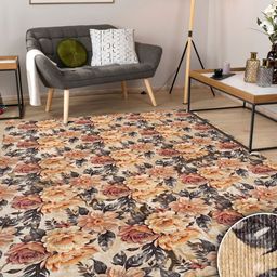 Kaleen India Beige Floral Anti-Skid Polyester Carpet-image-29
