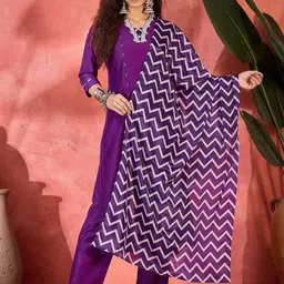 Sangria Women Woven Design Yoke Design Kurta with Trousers & Dupatta-picture-19