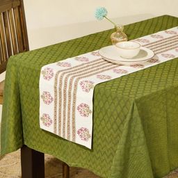 Fabindia White & Red Printed Rectangular Table Runner image 3