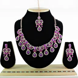 VATSALYA creation Rose Gold-Plated Artificial Stone Studded Jewellery Set-image-43