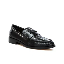 RAG & CO Women Slip-On Pointed Toe Leather Loafers-image-19