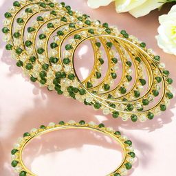 fabula Set Of 8 Crystal Studded & Beaded Bangle-image-8