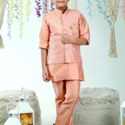 ahhaaaa Boys Embroidered Long Sleeve Sherwani Set-image-14