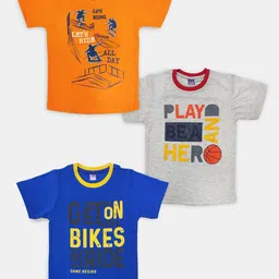 Here&Now X Game Begins Boys Pack of 3 Assorted Typography Printed T-shirts-51