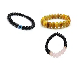 Divine souvenirs Unisex Set of 3 Artificial Beaded Elasticated Bracelet-42