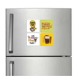 ARTBUG 4-Pcs Yellow & Green Printed Fridge Magnets-31