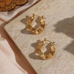 HOUSEOFTRENDZZ Stainless Steel Gold-Plated Contemporary Hoop Earrings-image-82