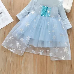 YK Girls Embellished Round Neck Fit & Flare Dress-10
