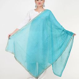 Karthav Fashion Floral Embellished Stones Work Cotton Kota Dupatta-24