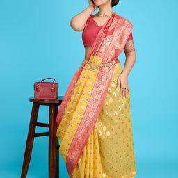 Durga Textile Ethnic Motifs Woven Design Zari Banarasi Saree-picture-28