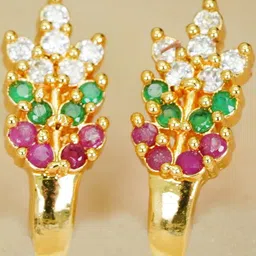 DressBerry Floral Stylish Brass AD Diamond Studs Earrings-39