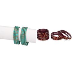 SOMIL Set Of 16 Multi Alloy Artificial Stones & Beads Bangles-picture-28