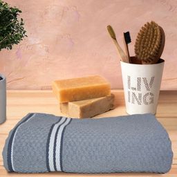 Aura Grey & White Textured Cotton Water Absorbent 500 GSM Bath Towel-8