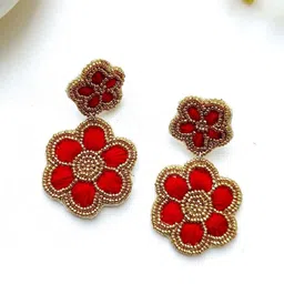 Crunchy Fashion Artificial Beads Beaded Floral Drop Earrings-2
