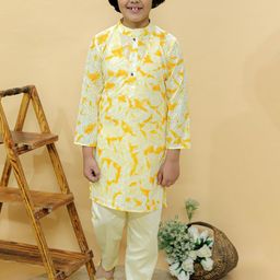 Kalp Boys Floral Printed Regular Pure Cotton Kurta with Trousers-31