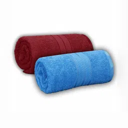 Dollar Maroon & Blue 2 Pieces Cotton 600 GSM Bath Towel-image-15