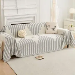 Stylista Grey Polyester Sofa Cover With Arms-picture-27