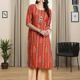 HERE&NOW Selection Of 3 Floral Printed Round Neck Straight Kurtas-98