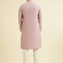 Manyavar Floral Embroidered Thread Work & Sequinned Straight Kurta with Pyjamas image 4
