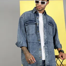 VOXATI Men Oversized Denim Shirt-picture-13