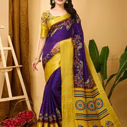 KALINI Checked Zari Art Silk Banarasi Saree-image-67