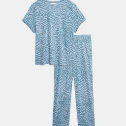 Marks & Spencer Women Abstract Printed Pure Cotton Night suit-image-3