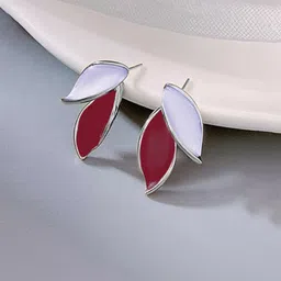 FIMBUL Silver-Plated Antique Leaf Shaped Studs-38