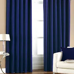 274 cm (9 ft) Polyester Semi Transparent Long Door Curtain (Pack Of 2) (Solid, Navy Blue)-image-70