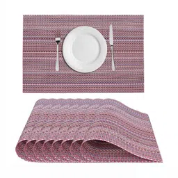 LooMantha 8Pcs Pink Striped Rectangle Shape Table Placemats-30