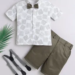 FOURFOLDS Boys Printed Shirt Collar Shirt with Shorts-image-75