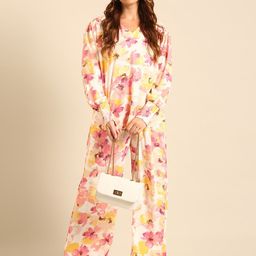 De Moza Selection of 2 Floral Printed V Neck Puffed Sleeve Top & Palazzo-image-8
