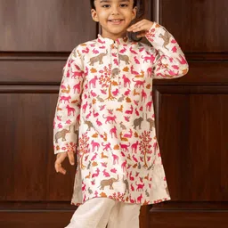 TIDY SLEEP Boys Animal Printed Kurta With Pyjamas-9