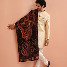 KISAH Men Ethnic Motifs Self Design Indowestern Churidar Set With Dupatta-picture-3