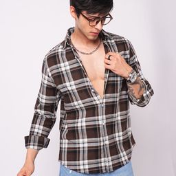 VASTRADO Men Slim Fit Tartan Checked Spread Collar Cotton Casual Shirt-picture-40