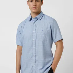 Van Heusen Sport Slim Fit Checked Spread Collar Pure Cotton Casual Shirt-image-96
