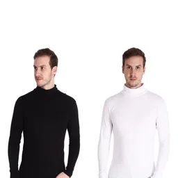 Gajraj Men Pack Of 2 Solid High Neck Cotton Slim Fit T-shirts-image-88