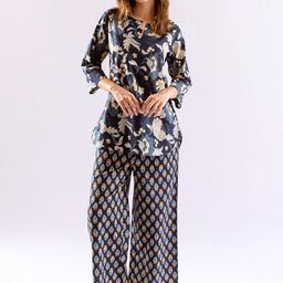 FEATHERS CLOSET Navy Blue Petal Hush Print Pure Cotton Round Neck Co-Ord Set-image-98