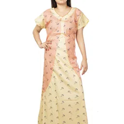 Laa Calcutta Printed Pure Cotton Maxi Nightdress-image-6