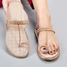 JodyHub Women Embellished One Toe Flats with Western - Embellished-image-42