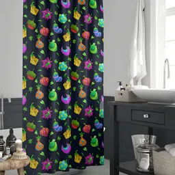 ArtzFolio Black & Green Printed Waterproof Shower Curtain-9