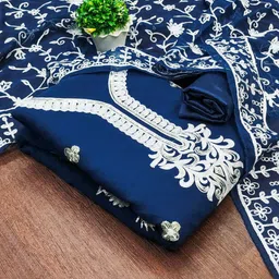 LeeliPeeri Designer Floral Embroidered Georgette Unstitched Dress Material-image-39